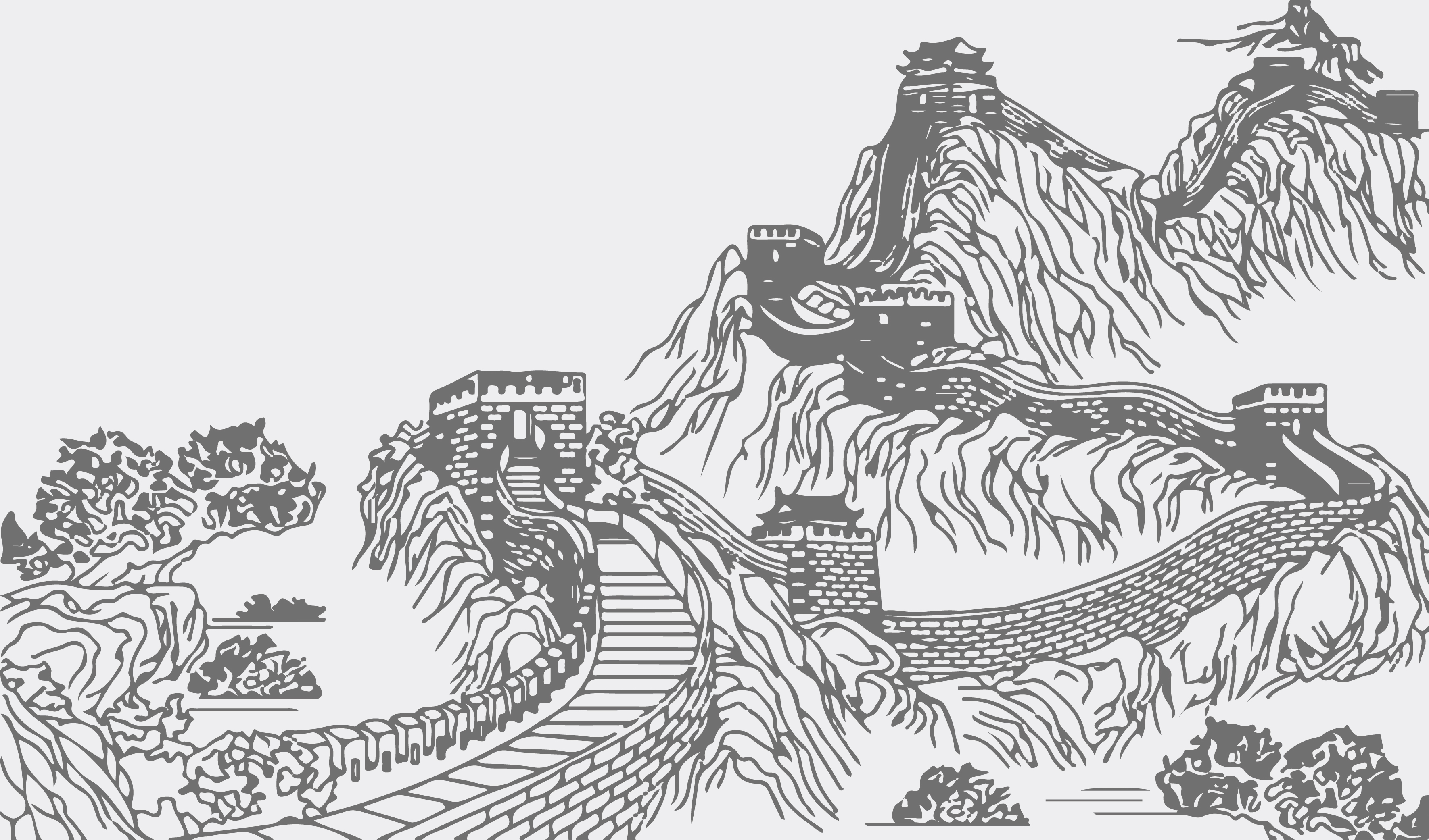 节日-国庆-长城矢量插画
